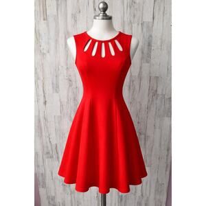 Betsey Johnson Red Cutout Retro Fit N Flare Mini Dress Pinup Rockabilly 4